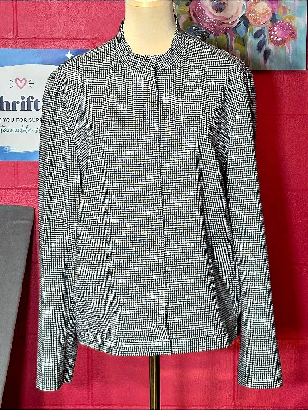 Talbots Checkered Jacket in Black & White Size 14